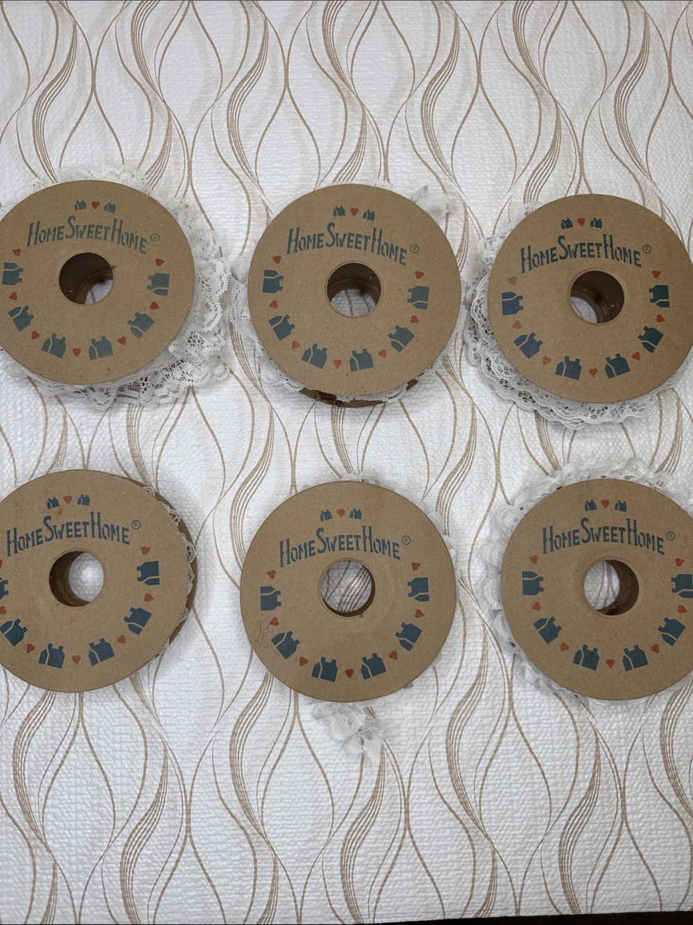 White Lace Ribbon Spools - Pack of 6